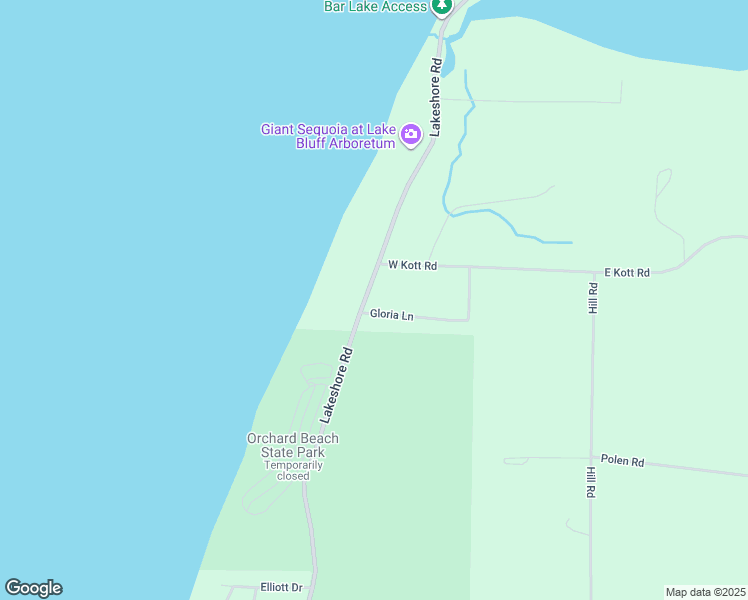 map of restaurants, bars, coffee shops, grocery stores, and more near 2583 Lakeshore Road in Manistee
