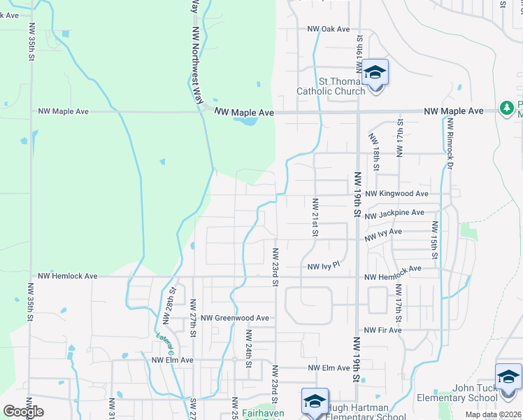 map of restaurants, bars, coffee shops, grocery stores, and more near 2421 Northwest Jackpine Lane in Redmond