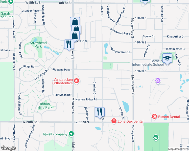 map of restaurants, bars, coffee shops, grocery stores, and more near 535 Remington Circle in Brookings