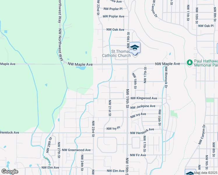 map of restaurants, bars, coffee shops, grocery stores, and more near Northwest Kilnwood Place in Redmond