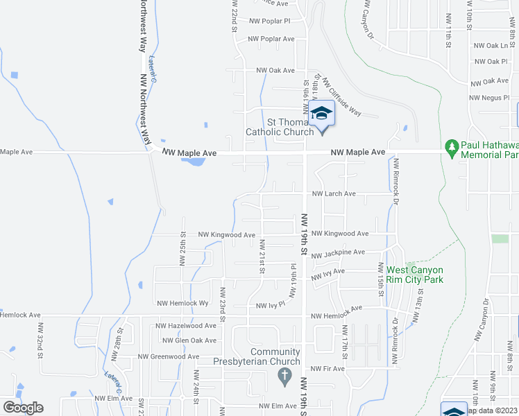 map of restaurants, bars, coffee shops, grocery stores, and more near 2100 Northwest Kilnwood Place in Redmond