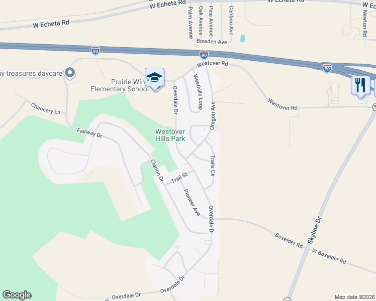 map of restaurants, bars, coffee shops, grocery stores, and more near 3350 Georgia Circle in Gillette