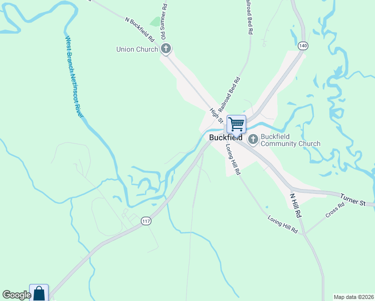 map of restaurants, bars, coffee shops, grocery stores, and more near 41 Faunce Road in Buckfield