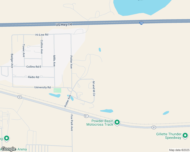 map of restaurants, bars, coffee shops, grocery stores, and more near 5370 M and M Circle in Gillette