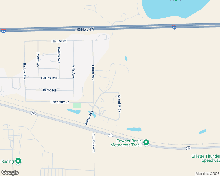 map of restaurants, bars, coffee shops, grocery stores, and more near 5400 M M Circle in Gillette