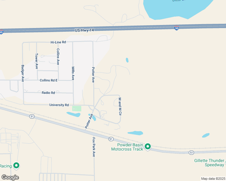 map of restaurants, bars, coffee shops, grocery stores, and more near 5400 M and M Circle in Gillette