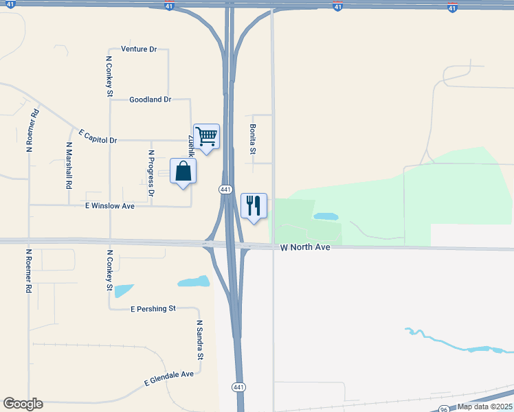 map of restaurants, bars, coffee shops, grocery stores, and more near 3217 East 1st Avenue in Appleton