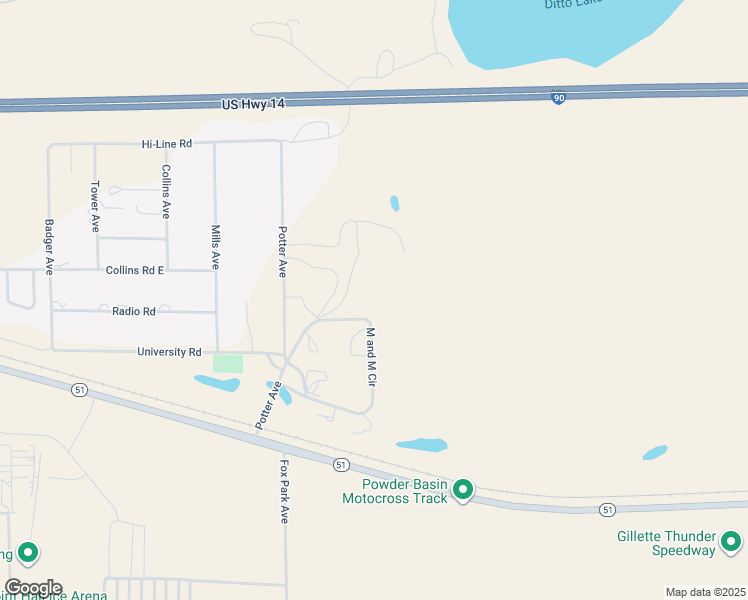 map of restaurants, bars, coffee shops, grocery stores, and more near 5370 M M Circle in Gillette