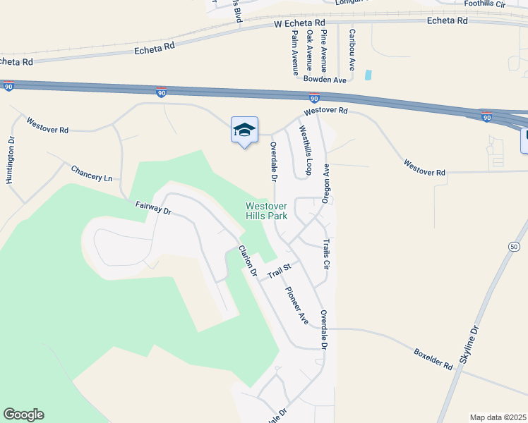 map of restaurants, bars, coffee shops, grocery stores, and more near 500 Overdale Drive in Gillette