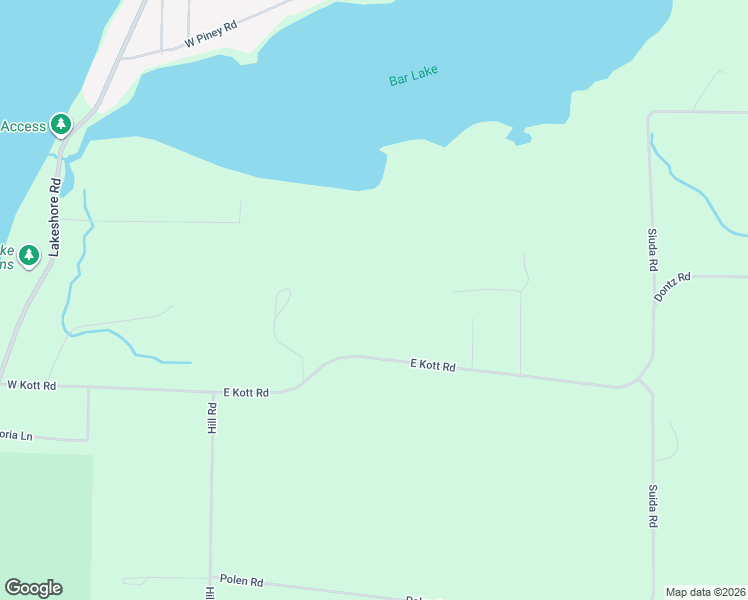 map of restaurants, bars, coffee shops, grocery stores, and more near 302 East Kott Road in Manistee