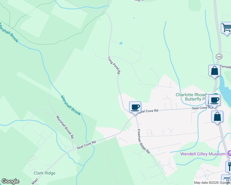 map of restaurants, bars, coffee shops, grocery stores, and more near 27 Long Pond Road in Southwest Harbor