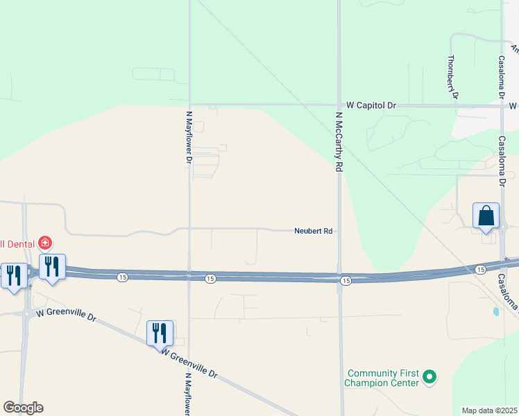 map of restaurants, bars, coffee shops, grocery stores, and more near 5570 Neubert Road in Appleton