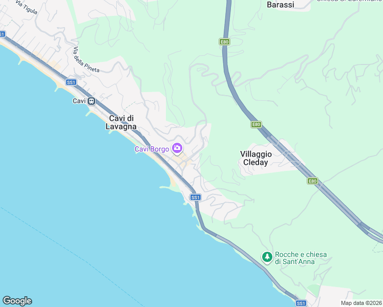 map of restaurants, bars, coffee shops, grocery stores, and more near 11 Via dei Fiori in Lavagna