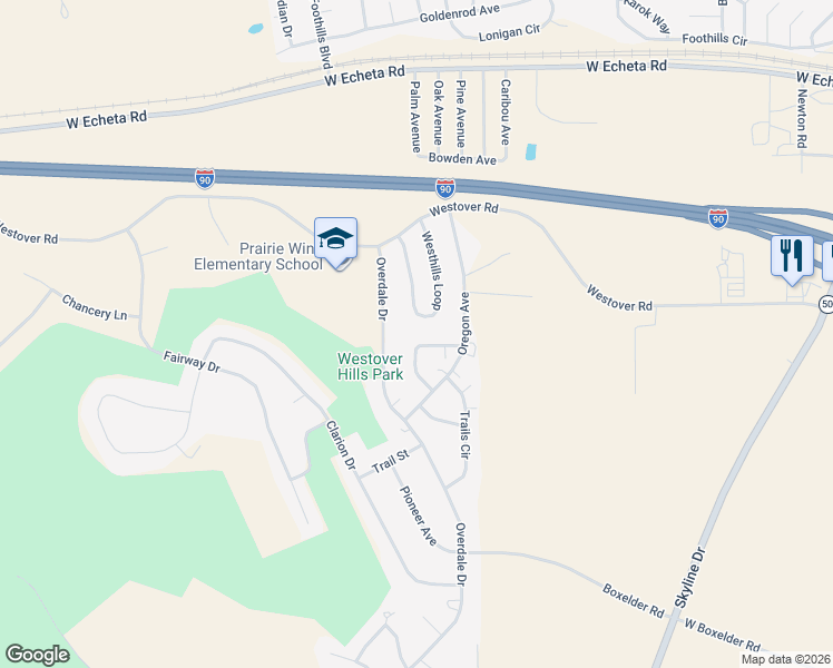 map of restaurants, bars, coffee shops, grocery stores, and more near 3318 Georgia Circle in Gillette