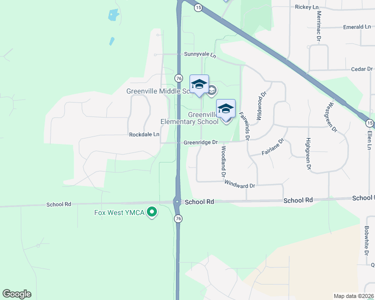 map of restaurants, bars, coffee shops, grocery stores, and more near W6889 Greenridge Dr in Greenville