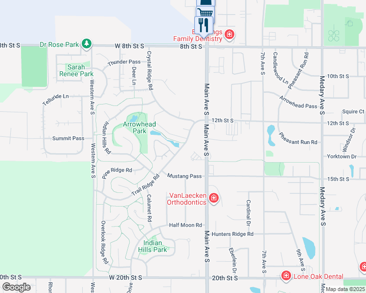 map of restaurants, bars, coffee shops, grocery stores, and more near 305-399 Trail Ridge Rd in Brookings