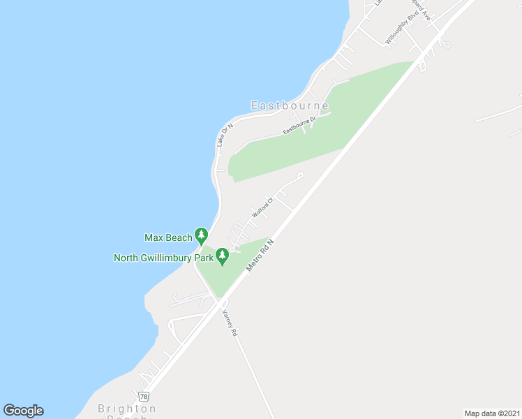 map of restaurants, bars, coffee shops, grocery stores, and more near Wolford Court in Georgina