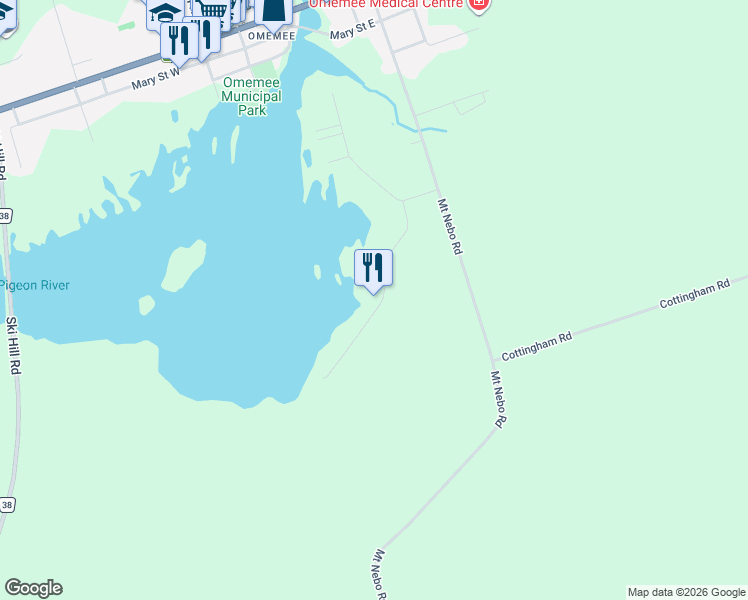 map of restaurants, bars, coffee shops, grocery stores, and more near 39 Helen Drive in Kawartha Lakes