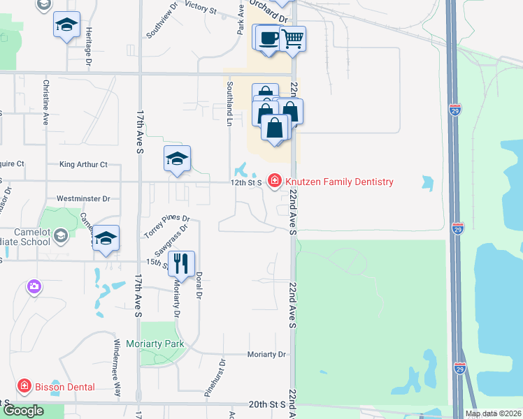 map of restaurants, bars, coffee shops, grocery stores, and more near 1225-2199 Laurel Lane in Brookings