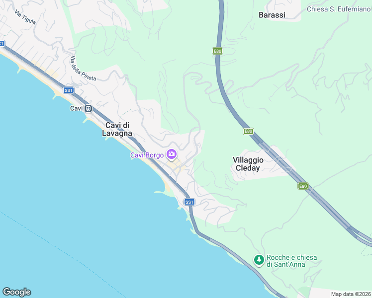 map of restaurants, bars, coffee shops, grocery stores, and more near 11 Via dei Fiori in Lavagna