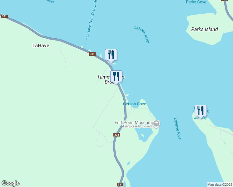map of restaurants, bars, coffee shops, grocery stores, and more near 15 School House Road in LaHave