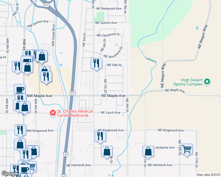 map of restaurants, bars, coffee shops, grocery stores, and more near 742 Northeast Nickernut Place in Redmond