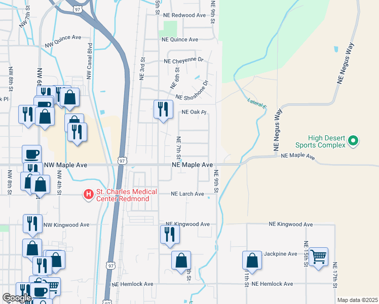 map of restaurants, bars, coffee shops, grocery stores, and more near 742 Northeast Nickernut Place in Redmond