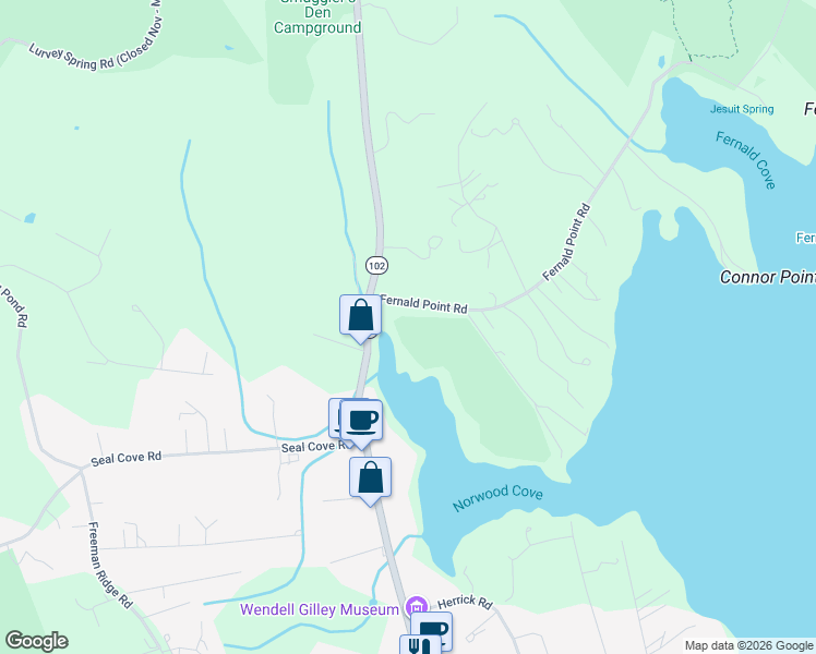 map of restaurants, bars, coffee shops, grocery stores, and more near 199 Main Street in Southwest Harbor