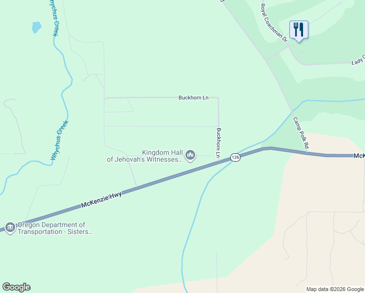 map of restaurants, bars, coffee shops, grocery stores, and more near 16738 Pine Tree Lane in Sisters