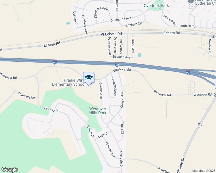 map of restaurants, bars, coffee shops, grocery stores, and more near 341 Westhills Loop in Gillette