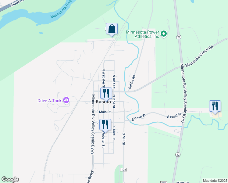 map of restaurants, bars, coffee shops, grocery stores, and more near in Kasota
