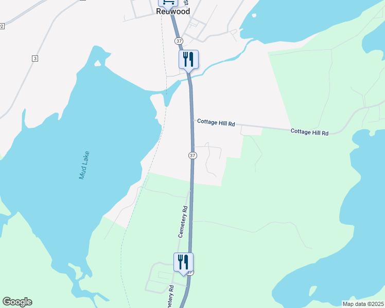 map of restaurants, bars, coffee shops, grocery stores, and more near 43395 Route 37 in Redwood