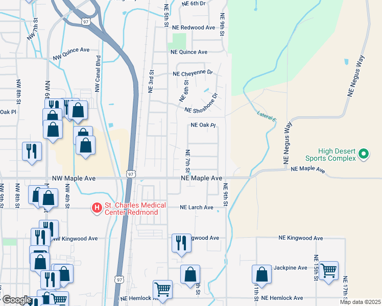 map of restaurants, bars, coffee shops, grocery stores, and more near 701 Northeast Nickernut Place in Redmond