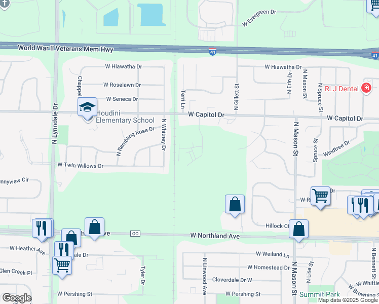 map of restaurants, bars, coffee shops, grocery stores, and more near 1784 Sanctuary Court in Appleton