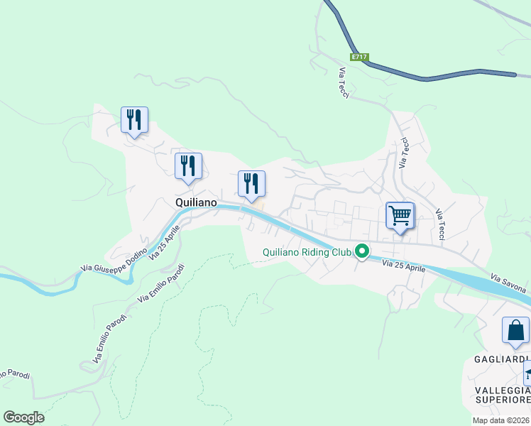 map of restaurants, bars, coffee shops, grocery stores, and more near 2B Piazza Antonio Gramsci in Quiliano