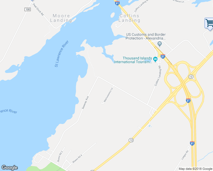 map of restaurants, bars, coffee shops, grocery stores, and more near 43278 Seaway Avenue in Alexandria Bay