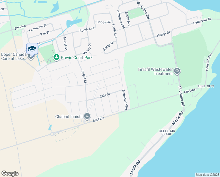 map of restaurants, bars, coffee shops, grocery stores, and more near 940 Barton Way in Innisfil