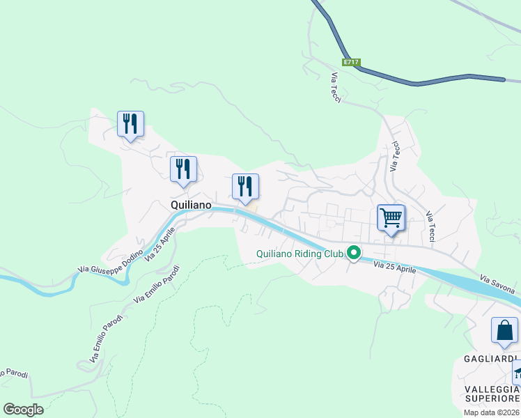 map of restaurants, bars, coffee shops, grocery stores, and more near 2B Piazza Antonio Gramsci in Quiliano