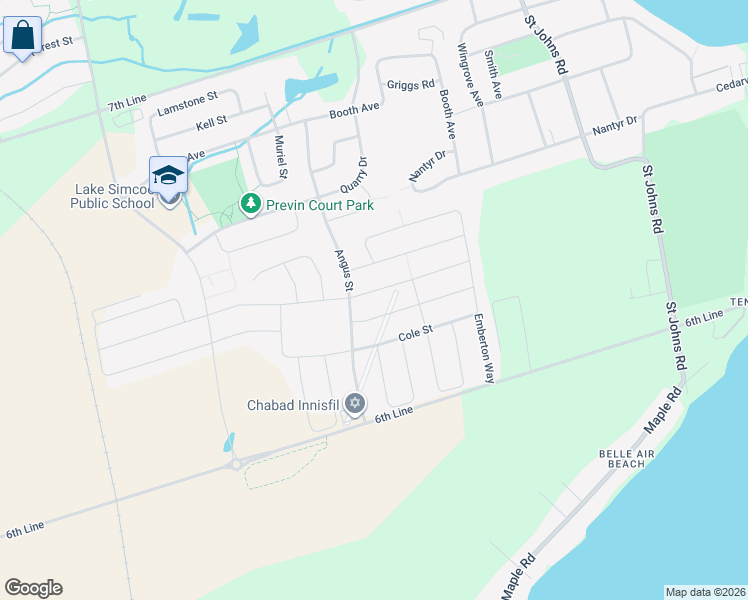 map of restaurants, bars, coffee shops, grocery stores, and more near 947 Wickham Road in Innisfil