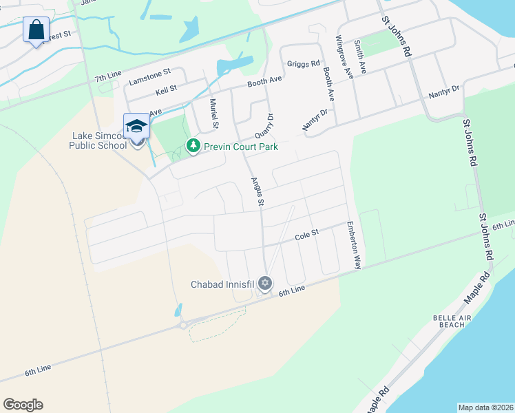 map of restaurants, bars, coffee shops, grocery stores, and more near 1024 Wickham Road in Innisfil