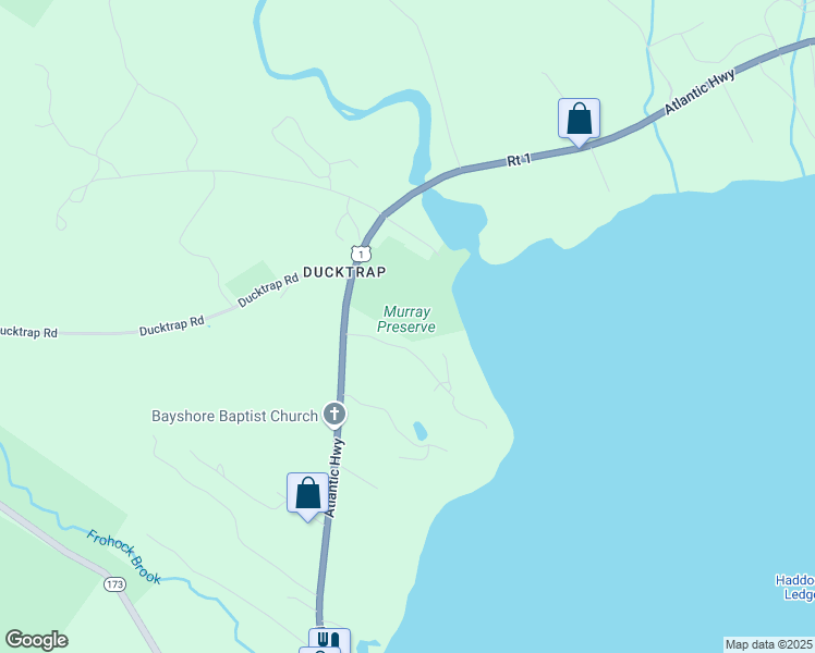 map of restaurants, bars, coffee shops, grocery stores, and more near 16 Harbor Drive in Lincolnville