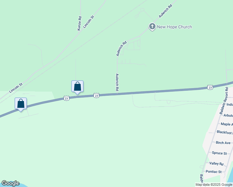 map of restaurants, bars, coffee shops, grocery stores, and more near 1700-2098 Huron in East Tawas