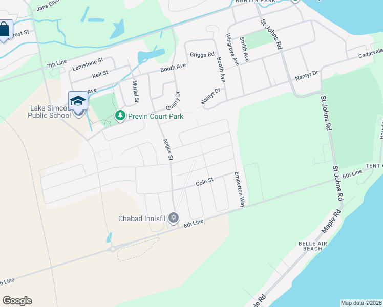 map of restaurants, bars, coffee shops, grocery stores, and more near 947 Wickham Road in Innisfil
