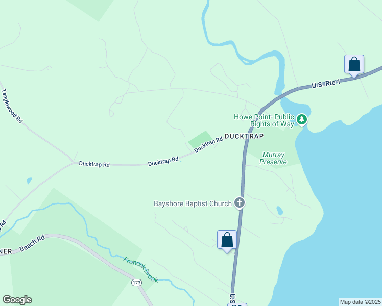 map of restaurants, bars, coffee shops, grocery stores, and more near 5 Ducktrap Road in Lincolnville
