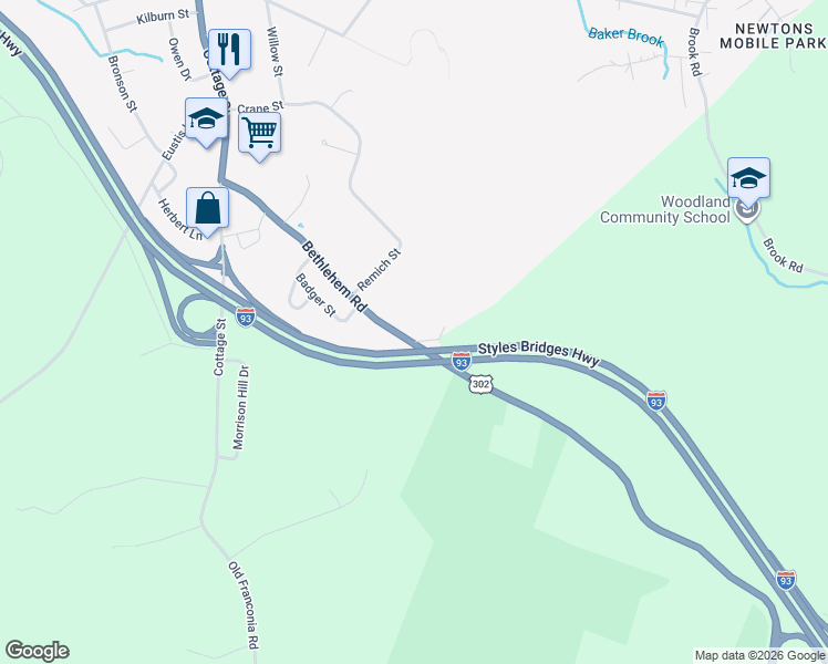 map of restaurants, bars, coffee shops, grocery stores, and more near 231 Bethlehem Road in Littleton