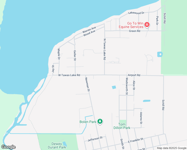 map of restaurants, bars, coffee shops, grocery stores, and more near 155 E Tawas Lake Rd in East Tawas