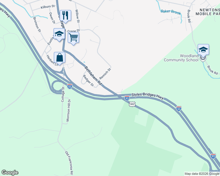 map of restaurants, bars, coffee shops, grocery stores, and more near 231 Bethlehem Road in Littleton