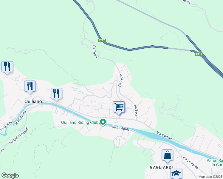 map of restaurants, bars, coffee shops, grocery stores, and more near 15 Via San Rocco in Quiliano