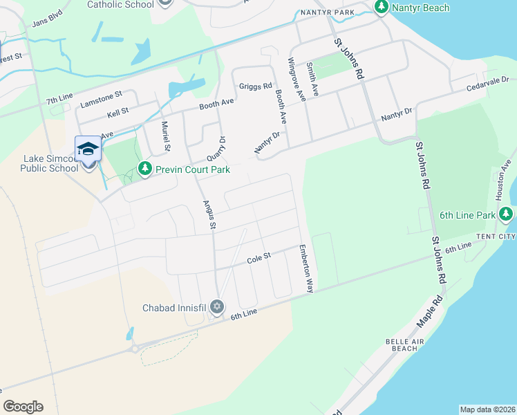 map of restaurants, bars, coffee shops, grocery stores, and more near in Innisfil