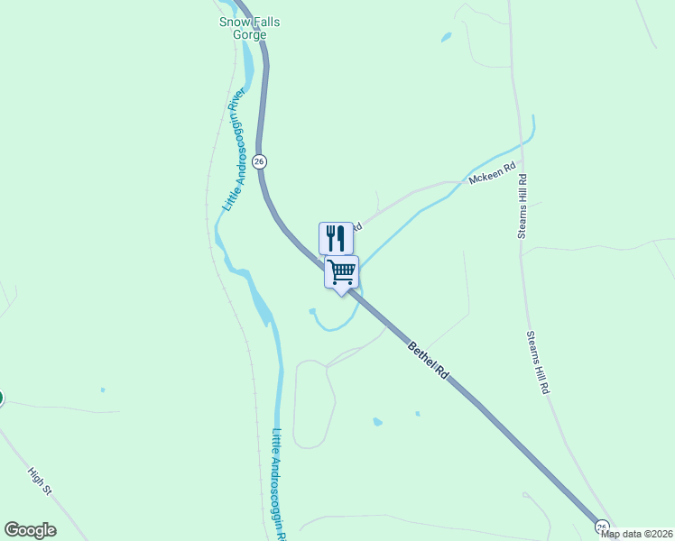 map of restaurants, bars, coffee shops, grocery stores, and more near 28 Bethel Road in West Paris
